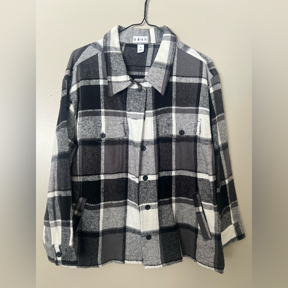 Women's Plaid Shacket in Black and Gray